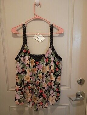 Beach House Women's Floral Ruffled Tankini Women's Size 20W